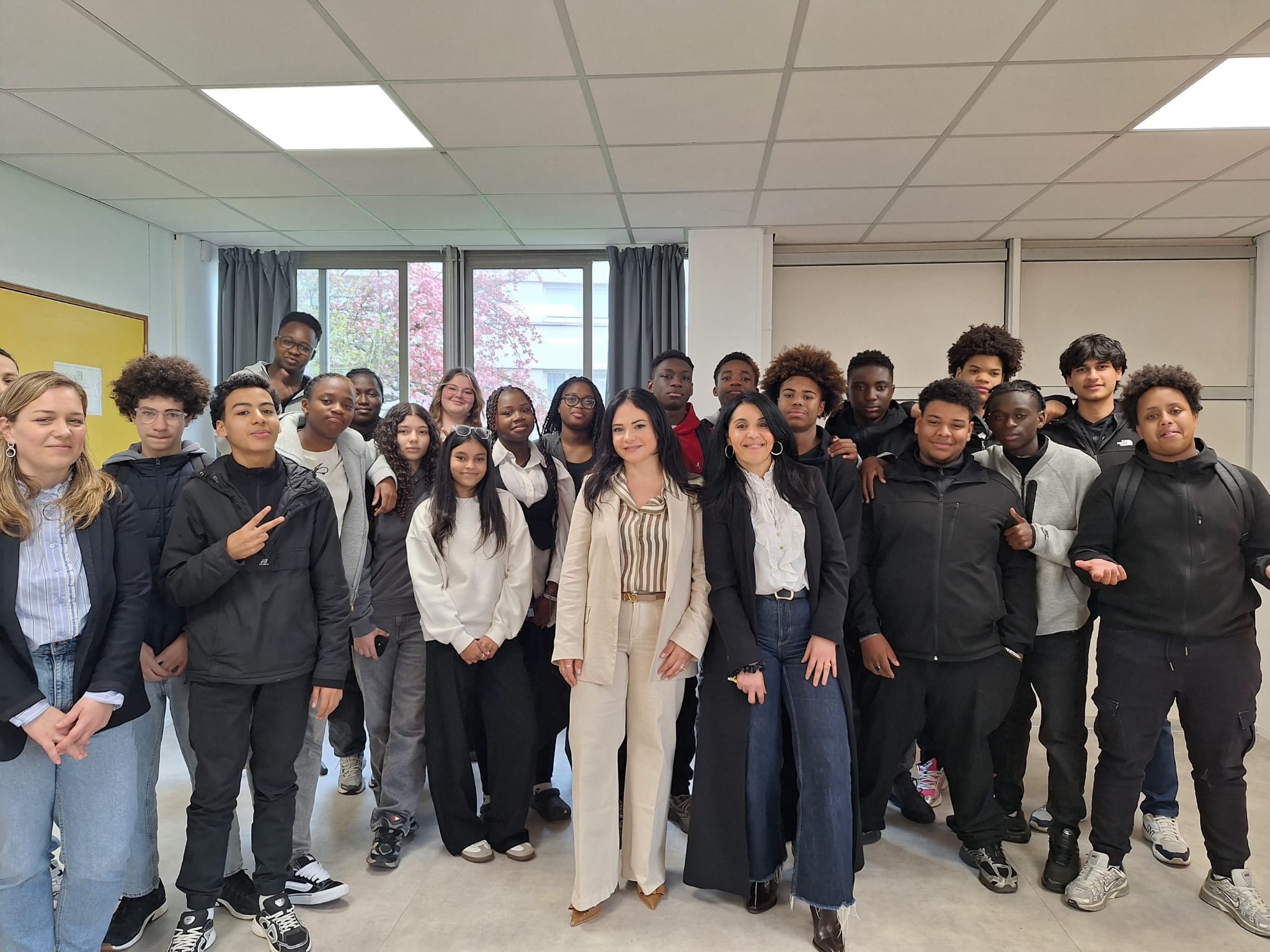 Ghady Ghantous with a class of high school students